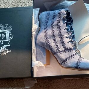 size 36, walnut , blue suede, free people